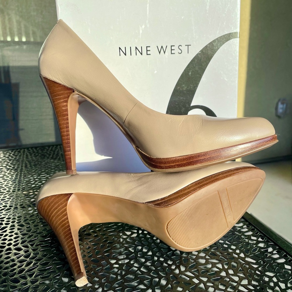 NINE WEST Nude Beige Heels SIZE 9 style - Rocha -